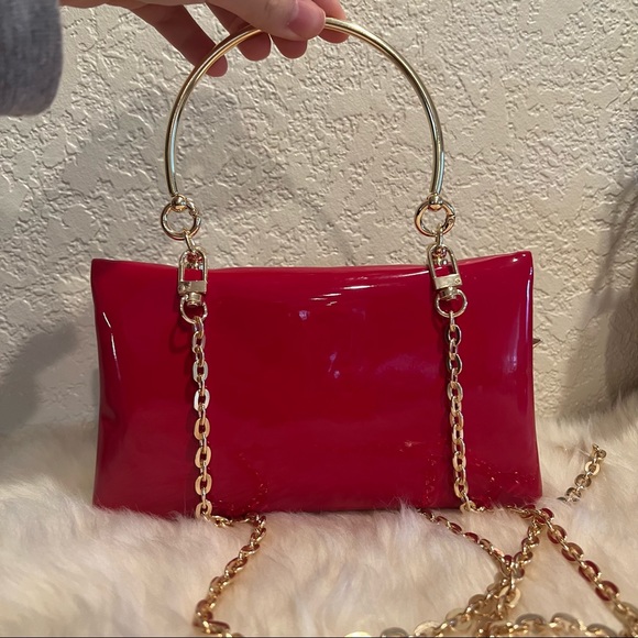 Dior Beauty Cosmetic Pouch to Crossbody Bag and Handbag Red Stud Patent Leather - Picture 7 of 16